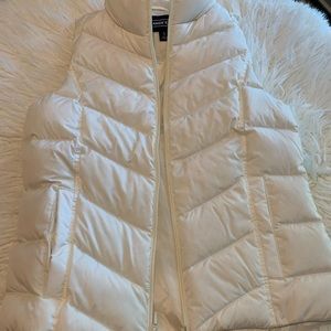 Lands End White Puffer Vest